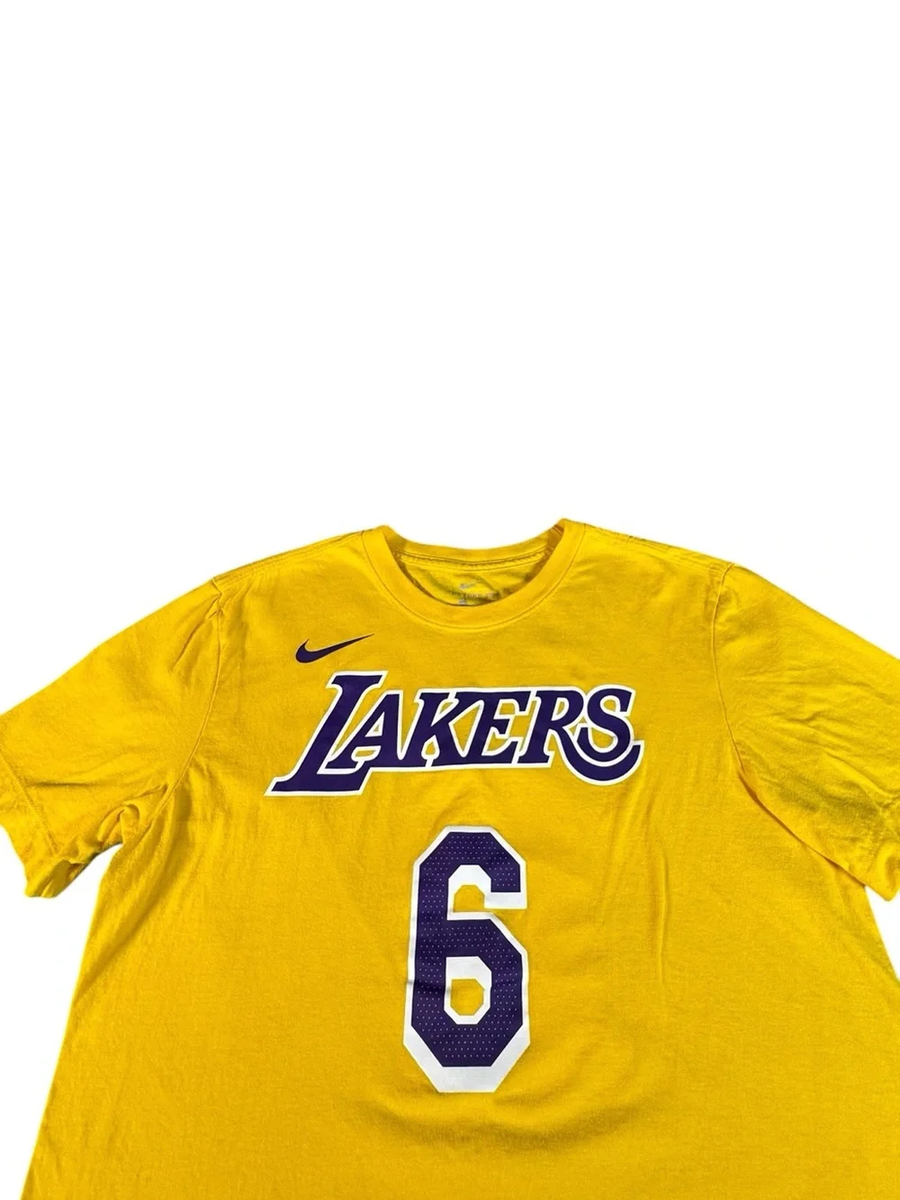 Nike LeBron James #6 Los Angeles Lakers NBA T-Shirt Men's Medium Yellow Tee